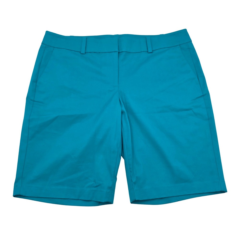 Ann Taylor Boardwalk Shorts Womens 14 Teal Cotton Stretch Chino NWT